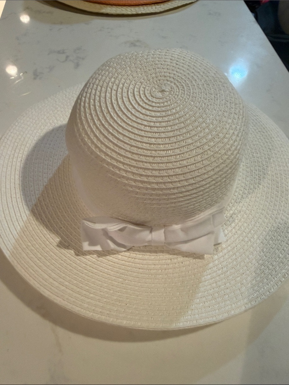 Janie and Jack Cream White Wide-Brim Straw Sun Hat with Bow